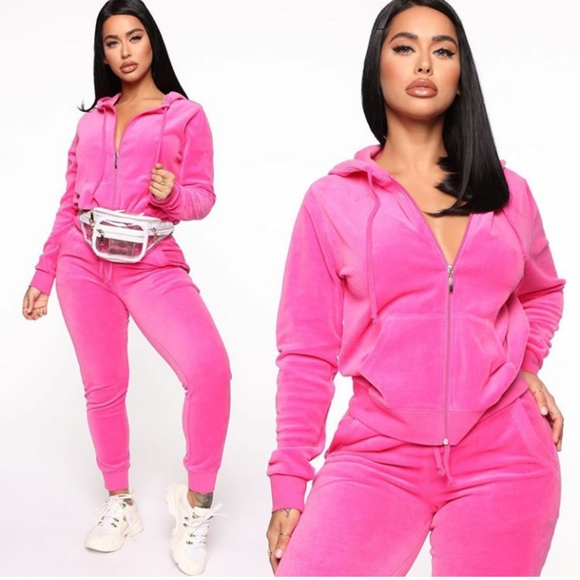 pink velour jumpsuit